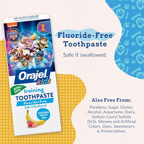 Orajel Kids Paw Patrol Fluoride-Free Training Toothpaste, Natural Fruity Fun Flavor, #1 Pediatrician Recommended , 1.5oz Tube