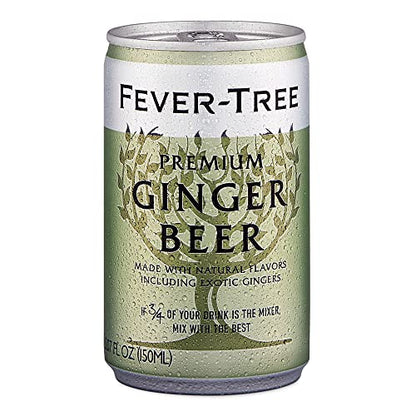 Fever Tree Ginger Beer - Premium Quality Mixer - Refreshing Beverage for Cocktails & Mocktails. Naturally Sourced Ingredients, No Artificial Sweeteners or Colors - 150 ML Cans - Pack of 24