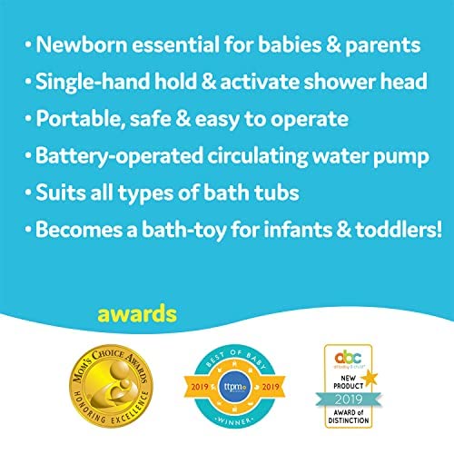 Yookidoo Baby Bath Shower Head - Elephant Water Pump with Trunk Spout Rinser - Control Water Flow from 2 Elephant Trunk Knobs for Maximum Fun in Tub or Sink for Newborn Babies