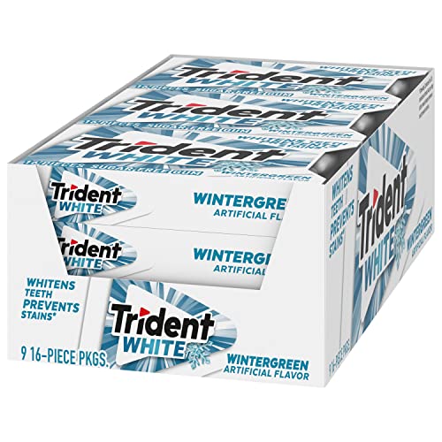 Trident White Peppermint Sugar Free Gum, 16 Count (Pack of 9)