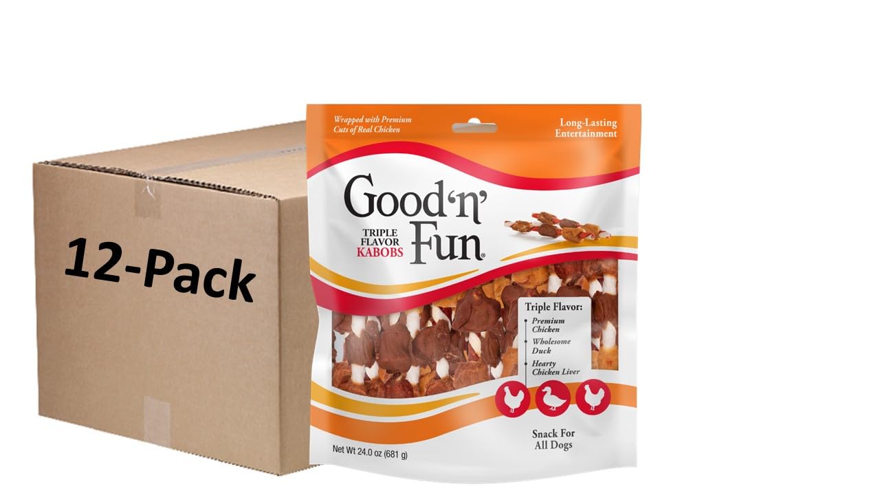 Good'N'Fun Triple Flavored Rawhide Kabobs For Dogs