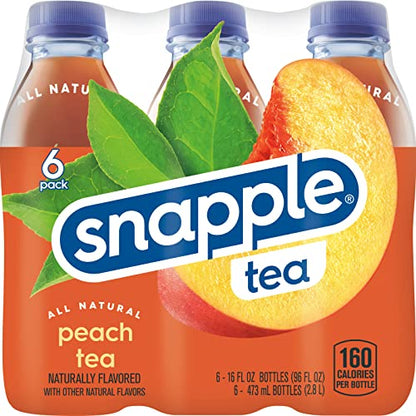 Snapple Zero Sugar Peach Tea, 16 fl oz recycled plastic bottle (Pack of 12)