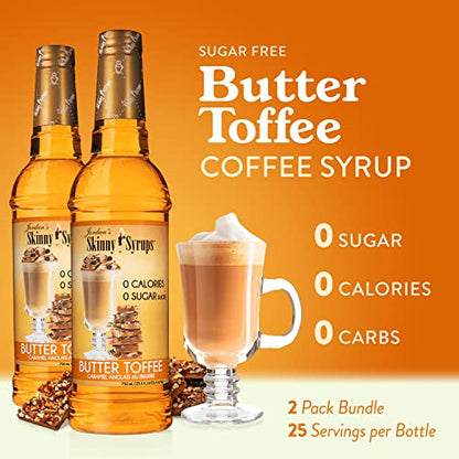 Jordan's Skinny Syrups Sugar Free Coffee Syrup, Vanilla Flavor Drink Mix, Zero Calorie Flavoring for Chai Latte, Protein Shake, Food and More, Gluten Free, Keto Friendly, 25.4 Fl Oz, 2 Pack