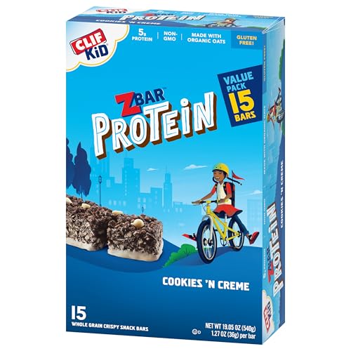 Zbar Protein - Cookies 'n Creme - Crispy Whole Grain Snack Bars - Made with Organic Oats - Non-GMO - 5g Protein - 1.27 oz. (15 Pack)