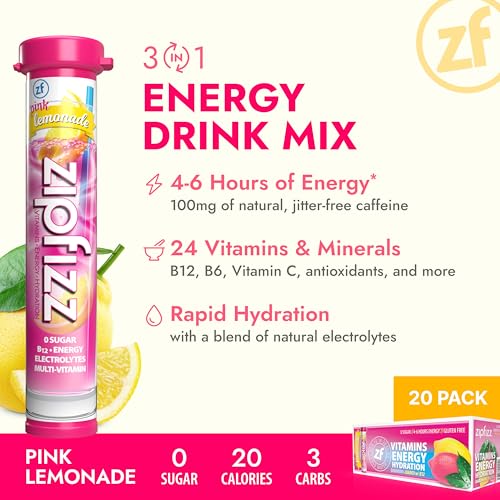 Zipfizz Energy Drink Mix, Electrolyte Hydration Powder with B12 and Multi Vitamin, Berry (12 Count)