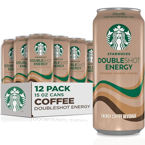 Starbucks Doubleshot Energy Drink Coffee Beverage, Vanilla, Iced Coffee, 15 fl oz Cans (12 Pack) (Packaging May Vary)