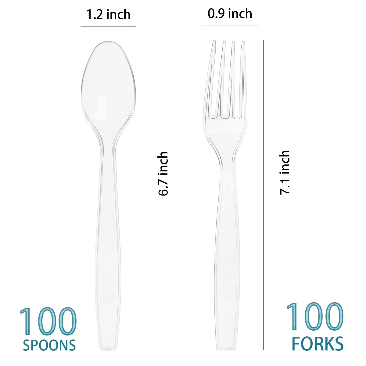 200 Count Plastic Silverware, Heavy Weight Plastic Forks Spoons Disposable Utensils Cutlery Set for Wedding Party Supplies Everyday Use