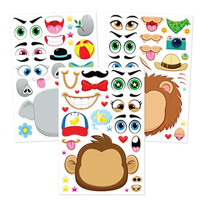 JOYIN 36 PCS 9.8”x6.7" Make a face Stickers for kids, Make Your Own Dinosaur Fantasy Animal Mix and Match Sticker Sheets Kids Crafts Party Favors Goodie Bags Stuffers for Kids