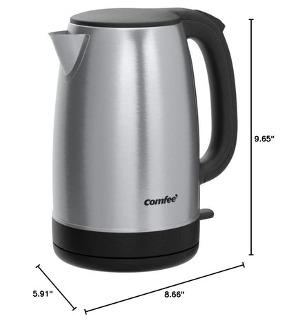 COMFEE' Stainless Steel Electric Kettle, 1.7 Liter Tea Kettle Electric & Hot Water Kettle, 1500W Fast Boil with LED Light, Auto Shut-Off and Boil-Dry Protection