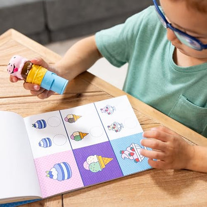 Melissa & Doug Sticker WOW!™ 24-Page Activity Pad and Sticker Stamper, 300 Stickers, Arts and Crafts Fidget Toy Collectible Character – Unicorn - FSC Certified