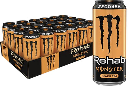 Monster Energy Rehab Tea + Lemonade + Energy, Energy Iced Tea, Energy Drink 15.5 Ounce (Pack of 15)