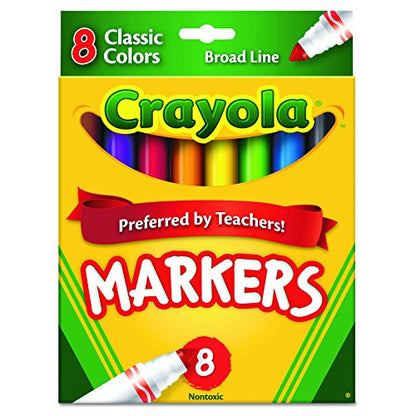 Crayola Broad Line Markers, School Supplies, Colors may vary, 8 Count