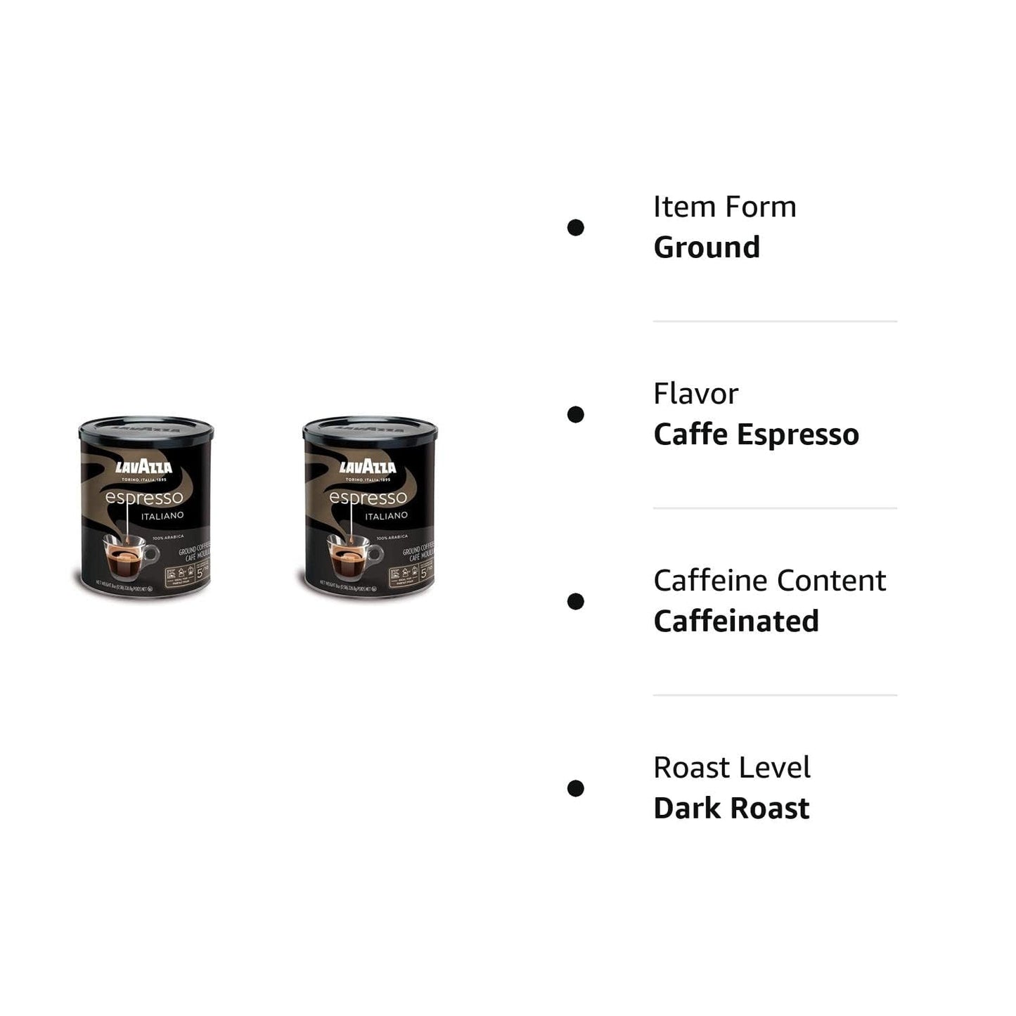 Lavazza Espresso Ground Coffee Blend, Medium Roast, 8-Oz Cans, Pack of 4 (Packaging May Vary) Premium Blend, Value Pack, Non-GMO, 100% Arabica, Rich-bodied