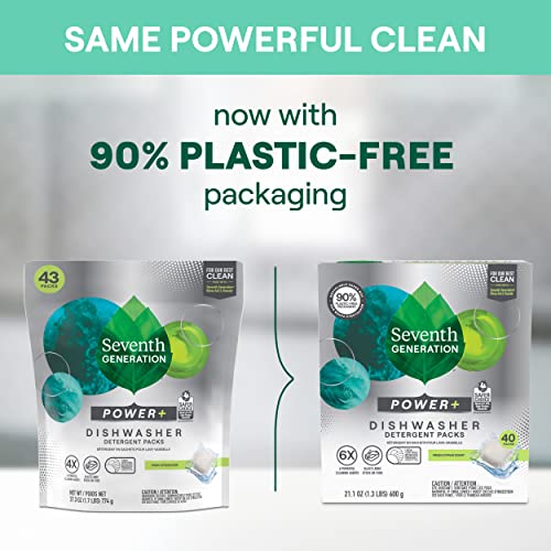 Seventh Generation Power Plus Dishwasher Detergent Packs Fresh Citrus scent Pack of 2 for sparkling dishes Dishwasher tabs 40 count