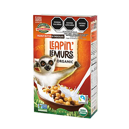 EnviroKidz Leapin’ Lemurs Peanut Butter & Chocolate Organic Cereal,10 Oz Box,Gluten Free