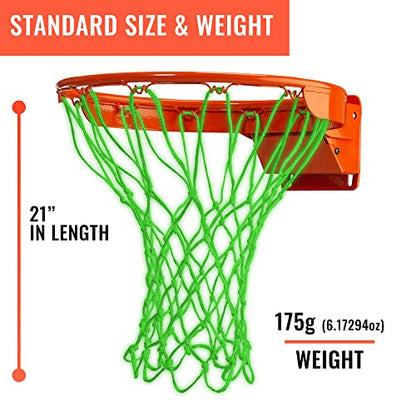 Heavy Duty Basketball Net Replacement - All Weather Anti Whip, Fits Standard Indoor or Outdoor Rims - 12 Loops