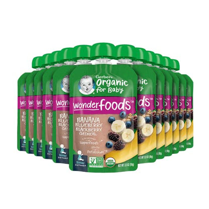 Gerber Organic Baby Food Pouches, 2nd Foods for Sitter, Fruit & Veggie Variety Pack, 3.5 Ounce (Set of 18)