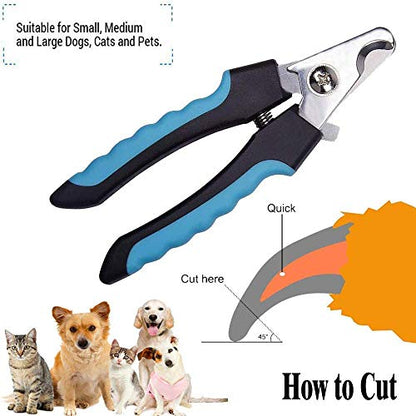 Dudi Pet Dog Nail Clipper - Clippers for Nails with Safety Guard - Claw Trimmers for Cat Dogs and Puppy - for Small Medium and Large Breeds - Extra Small - Blue/Black