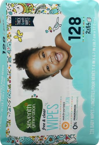 Seventh Generation Baby Wipes, Sensitive Protection with Flip Top Dispenser, White, unscented, 72 Count (Pack of 7) (Packaging May Vary)