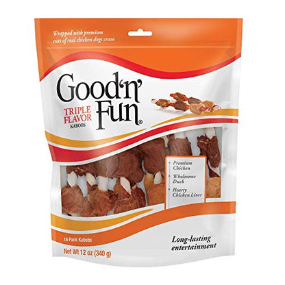 Good'N'Fun Triple Flavored Rawhide Kabobs For Dogs