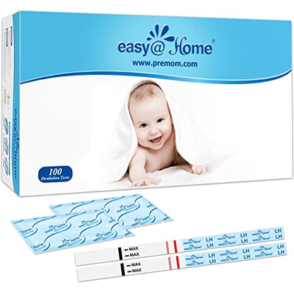 Easy@Home Ovulation Test Strips, 25 Pack Fertility Tests, Ovulation Predictor Kit, Powered by Premom Ovulation Predictor iOS and Android App, 25 LH Strips