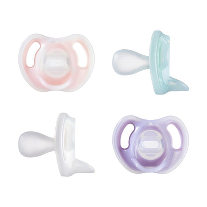 Tommee Tippee Ultra-Light Silicone Pacifier, Symmetrical One-Piece Design, BPA-Free Silicone Binkies, 0-6m, 4-Count