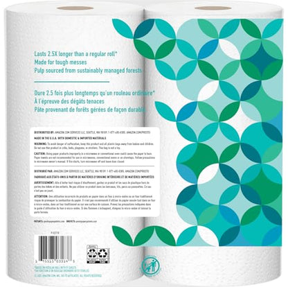 Amazon Brand - Presto! Flex-a-Size Paper Towels, 128 Sheet Family Roll, 16 Rolls (2 Packs of 8), Equivalent to 40 Regular Rolls, White