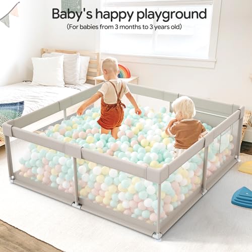 Fodoss Baby Playpen, Playpen for Babies & Toddlers, 47x47 Small Baby Play Pen,Toddler Playpen for Apartment,Play Yard for Baby,Baby Activity Play Fence, Extra Large Baby Playard