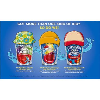 Capri Sun 100% Juice Fruit Punch Naturally Flavored Kids Juice Blend (40 ct Pack, 4 Boxes of 10 Pouches)