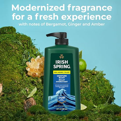 Irish Spring 5 in 1 Body Wash for Men, Men's Body Wash, Smell Fresh and Clean for 24 Hours, Conditions and Cleans Body, Face, and Hair, Made with Biodegradable Ingredients, 30 Oz Pump