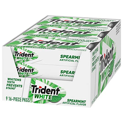 Trident White Peppermint Sugar Free Gum, 16 Count (Pack of 9)