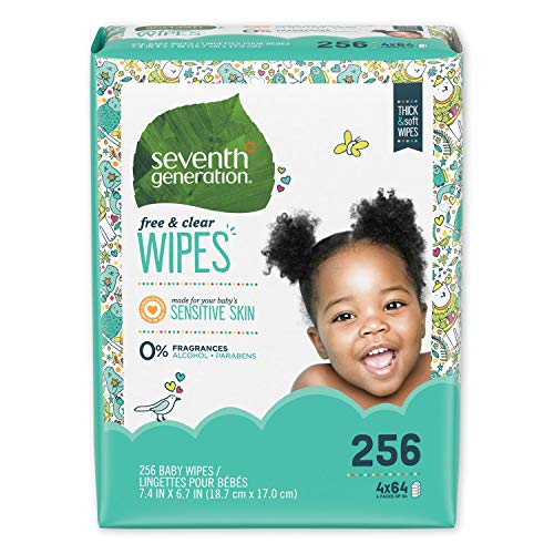 Seventh Generation Baby Wipes, Sensitive Protection with Flip Top Dispenser, White, unscented, 72 Count (Pack of 7) (Packaging May Vary)