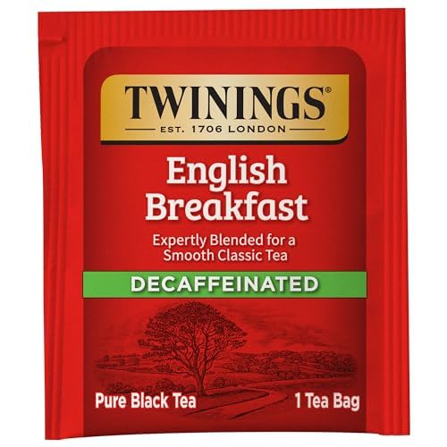 Twinings English Breakfast Black Tea, 100 Individually Wrapped Tea Bags, Smooth, Flavourful, Robust, Caffeinated, Enjoy Hot or Iced