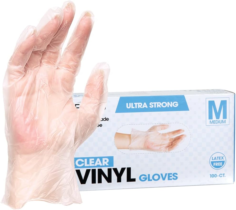 ForPro Disposable Vinyl Gloves, Industrial Grade, Powder-Free, Latex-Free, Non-Sterile, Food Safe