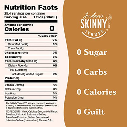 Jordan's Skinny Syrups Sugar Free Coffee Syrup, Vanilla Flavor Drink Mix, Zero Calorie Flavoring for Chai Latte, Protein Shake, Food and More, Gluten Free, Keto Friendly, 25.4 Fl Oz, 2 Pack