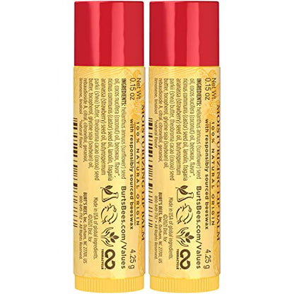 Burt's Bees Lip Balm - Pink Grapefruit, Mango, Coconut & Pear, and Pomegranate Pack, Lip Moisturizer With Beeswax, Tint-Free, Natural Origin Conditioning Lip Treatment, 4 Tubes, 0.15 oz.