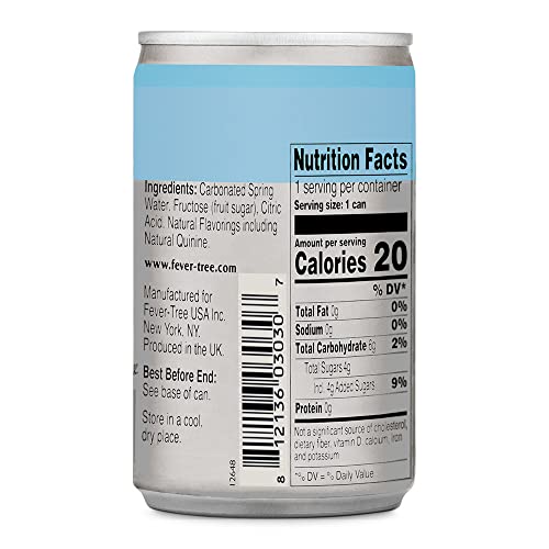 Fever-Tree Light Tonic Water Cans, 5.07 Fl Oz (Pack of 24), Lower in Calories, No Artificial Sweeteners, Flavorings or Preservatives (Packaging may vary)