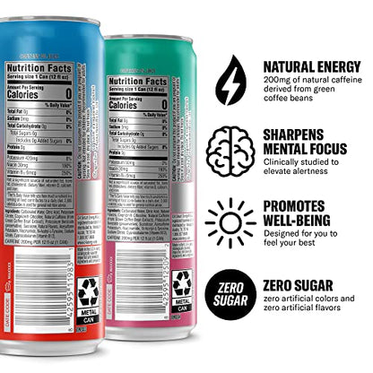 C4 Smart Energy Drink – Boost Focus and Energy with Zero Sugar, Natural Energy, and Nootropics - 200mg Caffeine - Cherry Berry Lime (12oz Pack of 12)