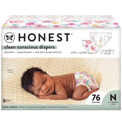 The Honest Company Clean Conscious Diapers | Plant-Based, Sustainable | Above It All + Pandas | Club Box, Size Newborn, 72 Count