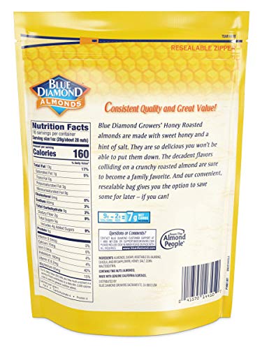 Blue Diamond Almonds Honey Roasted Snack Almonds, Honey Roasted, 1 Pound (Pack of 1)