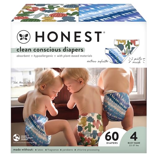 The Honest Company Clean Conscious Diapers | Plant-Based, Sustainable | Above It All + Pandas | Club Box, Size Newborn, 72 Count