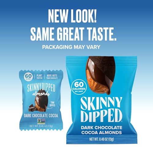 SkinnyDipped Snack Attack Minis Almond Variety Pack, Healthy Snack, Plant Protein, Gluten Free, 0.46 oz Mini Bags, Pack of 25