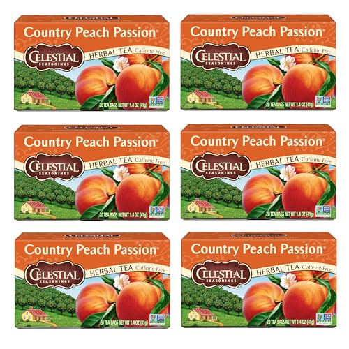 Celestial Seasonings Country Peach Passion Herbal Tea, Caffeine Free, 20 Tea Bags Box, (Pack of 6)