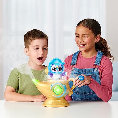 Magic Mixies Magic Genie Lamp with Interactive 8" Blue Plush Toy and 60+ Sounds & Reactions. Unlock a Magic Ring and Reveal a Blue Genie from The Real Misting Lamp. Gifts for Kids, Ages 5+