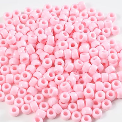 1000 Pcs Acrylic Black Pony Beads 6x9mm Bulk for Friendship Bracelet Necklace Jewelry Making Earring Hair Braiding