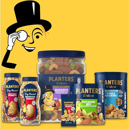 PLANTERS Pistachio Lovers Nut Mix, Mixed Nuts Snack with Pistachios no shell, Almonds & Cashews, Party Snacks, Plant-Based Protein, After School Snack, Bulk Nuts, Kosher 1lb 2.5oz Canister