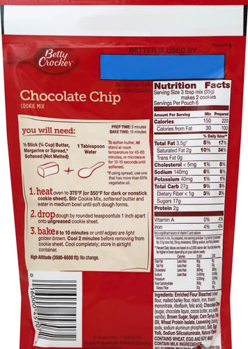 Betty Crocker Peanut Butter Cookie Mix, Makes twelve (12) 2-inch Cookies, 7.2 oz.