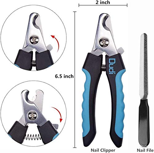 Dudi Pet Dog Nail Clipper - Clippers for Nails with Safety Guard - Claw Trimmers for Cat Dogs and Puppy - for Small Medium and Large Breeds - Extra Small - Blue/Black