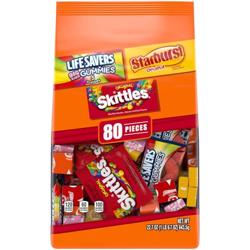 SKITTLES & STARBURST Assorted Halloween Chewy Candy Fun Size, 20.13oz