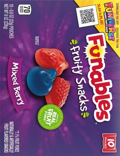 Funables Fruity Snacks, Mixed Berry, Flavored Snacks, Back to School Snack for Lunch, 32 oz 40 ct